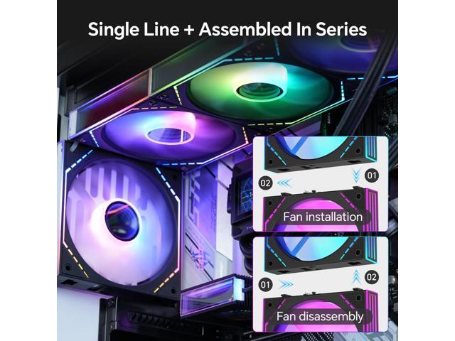 Thermalright TL-M12Q-S X3 120mm PC Case Fans, 2000 RPM High Airflow, ARGB Daisy-Chain, Infinity-Mirror Lighting, 3-Pack, Black