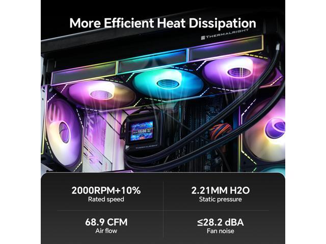 Thermalright TL-M12Q-S X3 120mm PC Case Fans, 2000 RPM High Airflow, ARGB Daisy-Chain, Infinity-Mirror Lighting, 3-Pack, Black