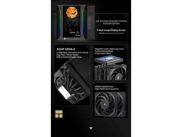 Thermalright Peerless Assassin 120 Vision MAX ARGB CPU Cooler, 5 Inch LCD, TL-K12 2150RPM 120mm Fans, for AMD AM4/AM5, Intel 1851/1700