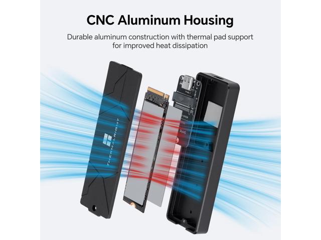 Thermalright M.2 NVMe SSD Enclosure HR-EB110 AC Black, USB3.2 Gen2 10Gbps USB-C External SSD Case, Aluminum CNC, Supports 2230/2242/2260/2280, M...