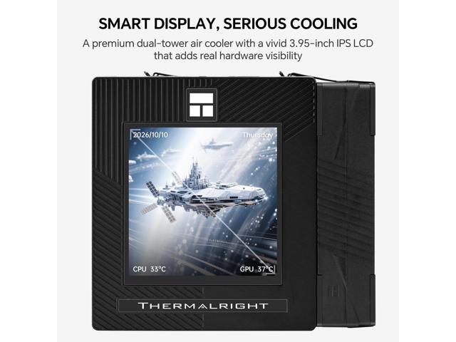 Thermalright Phantom Spirit 120 Vision EVO CPU Cooler, 3.95-Inch IPS LCD Screen, 7 Heat Pipes, 120mm PWM Fan with LCP Blades, 160mm Dual Tower, for...