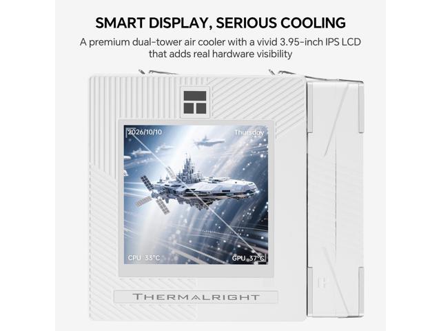 Thermalright Phantom Spirit 120 Vision SNOW CPU Cooler, 3.95-Inch IPS LCD Screen, 7 Heat Pipes, 120mm PWM Fan with LCP Blades, 160mm Dual Tower,...