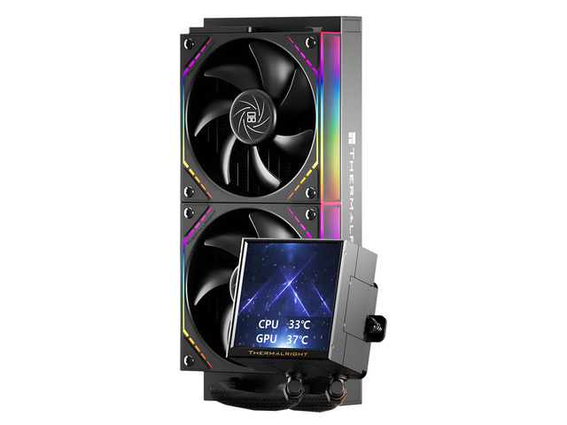 Thermalright Peerless Vision 240 ARGB Black 240mm AIO CPU Liquid Cooler, 3.95' 480x480 LCD, 2000RPM PWM ARGB Fans, for Intel and AMD