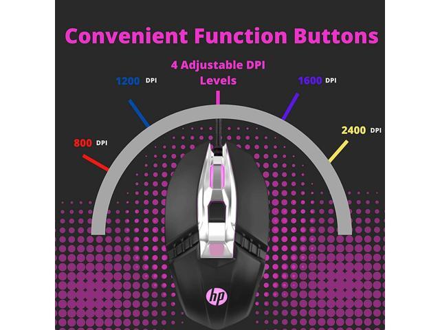 HP M270 Gaming Mouse, 4 DPI settings, 6 buttons, Optical sensor, USB wired, LED lightning, Ergonomic design, USB wired, (BLACK/GUN METAL)