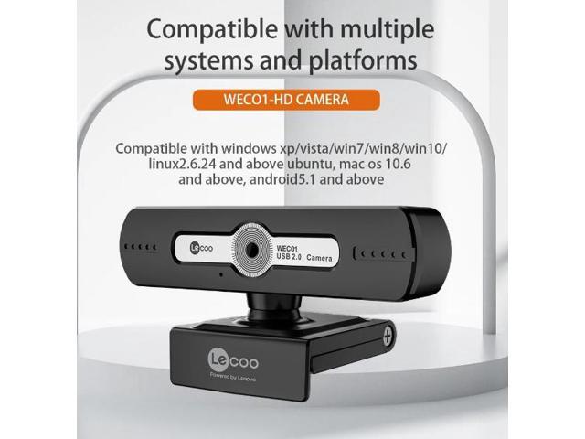 Lenovo (Lecoo) WEC01 Webcam, USB 2.0, 720p HD Camera, Built-in Mic