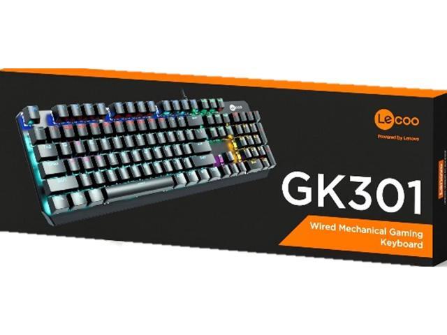 Lenovo (Lecoo) GK301, Wired Mechanical keyboard, USB wired, RGB backlight, 60 million clicks key lifespan, Metal Panel scratch and rust resistant