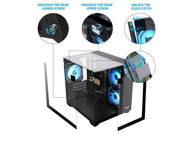 YEAH MAGIC CUBE Gaming ITX Computer Case Tempered Glass Three-sided Transparent Support Mid-Tower With 3 RGB Fans 3D Panoramic View MATX Gaming...