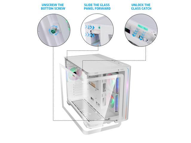 YEAH MAGIC Biforst MATX PC Gaming Case ARGB Full Clear-Side High-Airflow Light Strip Sturdy One-Piece Curved Glass With 3 ARGB Fans Mid-Tower Art...