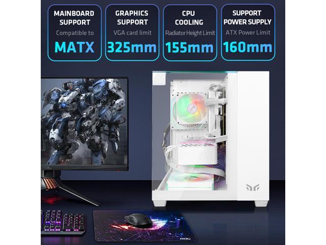 YEAH MAGIC CUBE Gaming computer Case,Tempered Glass,Three-sided transparent, support MATX, ITX,With 3 RGB Fans, 3D panoramic view, left and right...