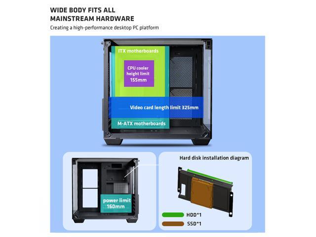 YEAH MAGIC CUBE Gaming ITX Computer Case Tempered Glass Three-sided Transparent Support Mid-Tower With 3 RGB Fans 3D Panoramic View MATX Gaming...