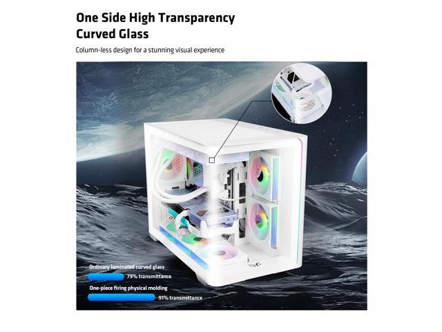 YEAH MAGIC Biforst MATX PC Gaming Case ARGB Full Clear-Side High-Airflow Light Strip Sturdy One-Piece Curved Glass With 3 ARGB Fans Mid-Tower Art...
