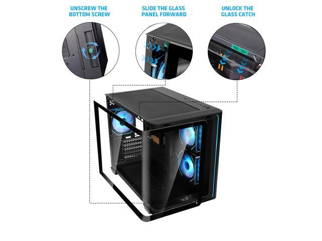 YEAH MAGIC Biforst MATX PC Gaming Case ARGB Full Clear-Side High-Airflow Light Strip Sturdy One-Piece Curved Glass With 3 ARGB Fans Mid-Tower Art...