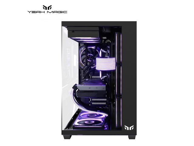 YEAH MAGIC Sword V Gaming PC Case, Mid-Tower ATX PC Case, Seamless Tempered Glass Front & Side Panels, 360mm Radiator Support