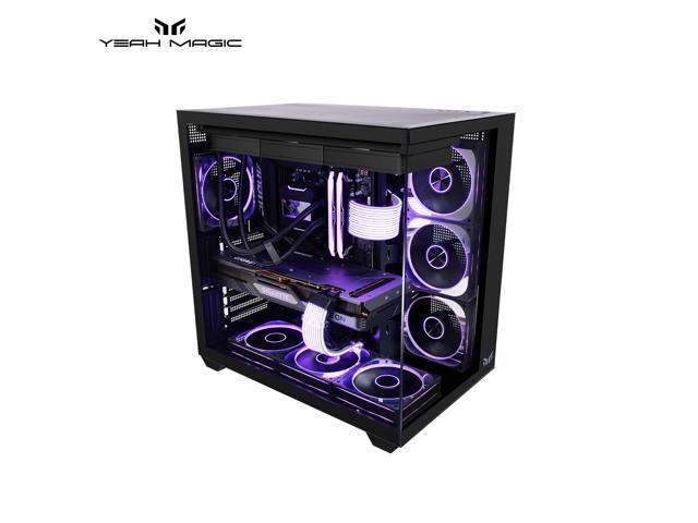 YEAH MAGIC Sword V Gaming PC Case, Mid-Tower ATX PC Case, Seamless Tempered Glass Front & Side Panels, 360mm Radiator Support