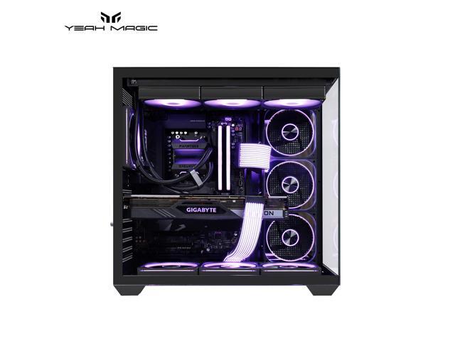 YEAH MAGIC Sword V Gaming PC Case, Mid-Tower ATX PC Case, Seamless Tempered Glass Front & Side Panels, 360mm Radiator Support