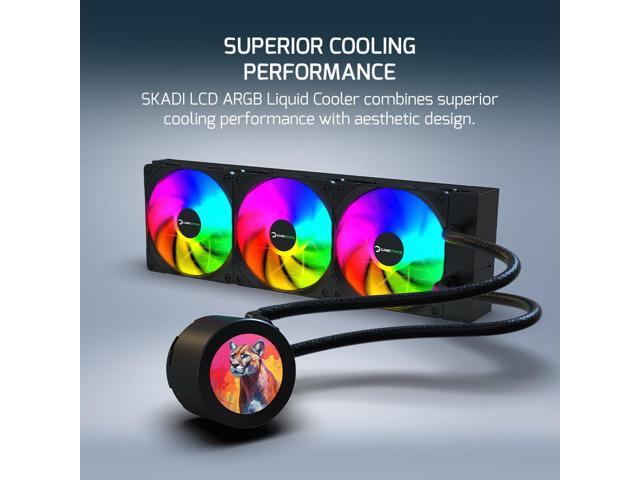 Gamepower Skadi LCD 360 AIO CPU Liquid Cooler, 2.1' Display for GIFs and Metrics, 360mm Radiator with 3X PWM ARGB HDB Fans, 14.5 W/mK thermal...