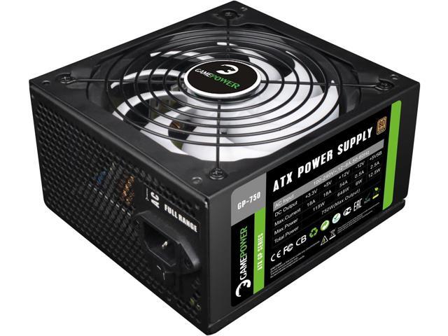 GamePower Gp-750 PC Power Supply Unit: 750W, 80 Plus Bronze Certified, 85% Efficiency, Single +12V Rail, Low Noise 14 CM Fan, Ideal for Gaming PCs,...