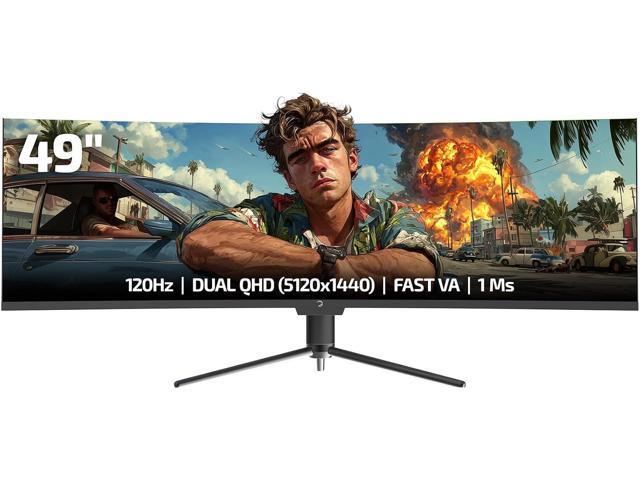 GAMEPOWER DQ 49 inch Curved Ultrawide Gaming Monitor, 5K, 1Ms, 120Hz Refresh Rate, 32:9, DQHD, 5120 x 1440P, R1800, 99% sRGB, HDR400, DisplayPort,...
