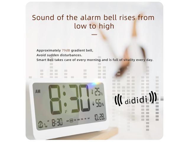DURFICST Alarm Clock, 8001-EN Multifunctional Digital Clock, LED Brightness, Adjustable Temperature, Humidity Display, Alarm Clock with Two Alarm...
