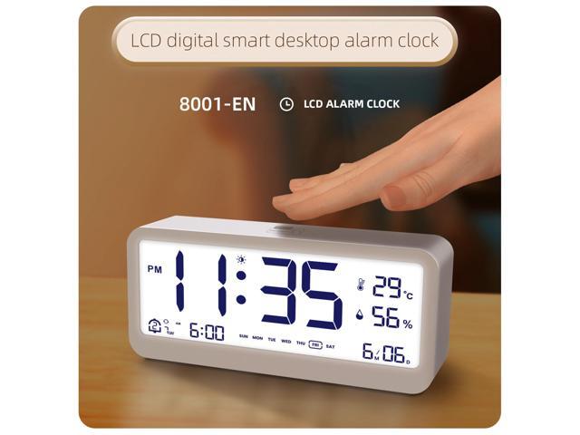 DURFICST Alarm Clock, 8001-EN Multifunctional Digital Clock, LED Brightness, Adjustable Temperature, Humidity Display, Alarm Clock with Two Alarm...