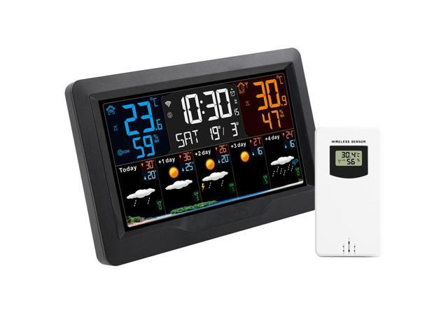 DURFICST WiFi Tuya Color Screen Weather Forecast Wall Clock Digital Thermometer, Color Display Digital Weather Thermometer with Atomic Clock,...