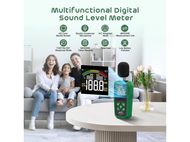 SQECH Decibel Meter,Digital Sound Level Meter with Color Backlit Screen,Portable SPL Meter with A/C Weighted,dB/SONE Unit,FAST/SLOW...