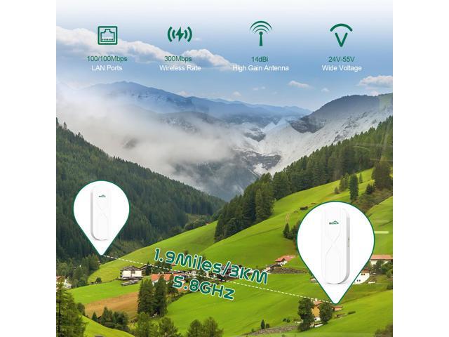 SQECH Wireless Bridge,WB503X-S Point to Point Wireless Bridge with 100/100Mbps LAN Ports, 3KM 5.8G WiFi Bridge for PTP/PTMP with 14dBi High Gain...