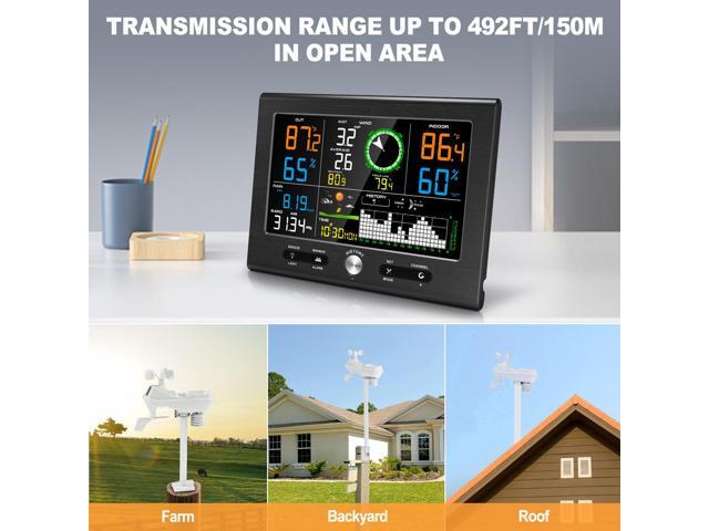 DURFICST Wireless Weather Station Indoor Outdoor, Home Weather Stations with Rain Gauge, Wind Speed/Direction, Temperature, Humidity, Moon Phase,...