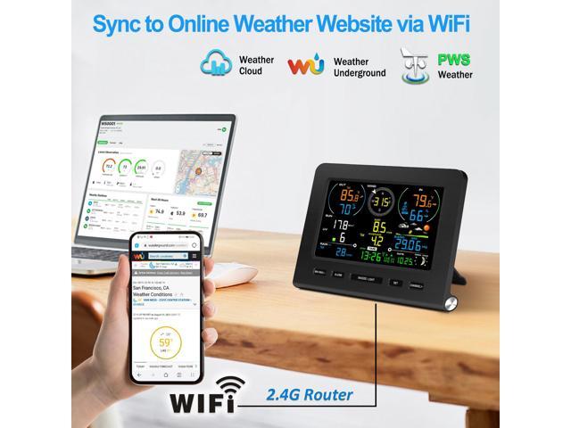 Weather Station, Weather Stations Wireless Indoor Outdoor with 7-in-1 Outdoor Sensor, Smart WiFi Weather Monitor-Rain Gauge, Wind Speed,...