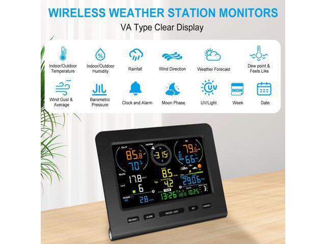Weather Station, Weather Stations Wireless Indoor Outdoor with 7-in-1 Outdoor Sensor, Smart WiFi Weather Monitor-Rain Gauge, Wind Speed,...