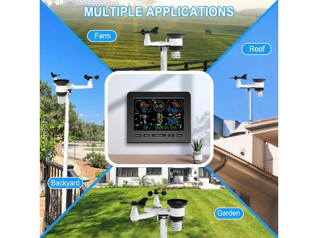 Weather Station, Weather Stations Wireless Indoor Outdoor with 7-in-1 Outdoor Sensor, Smart WiFi Weather Monitor-Rain Gauge, Wind Speed,...