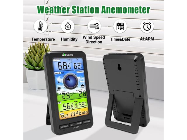 Wireless WiFi Weather Station Anemometer with Solar Wind Speed/Direction, and Indoor Outdoor Thermometer and Hygrometer