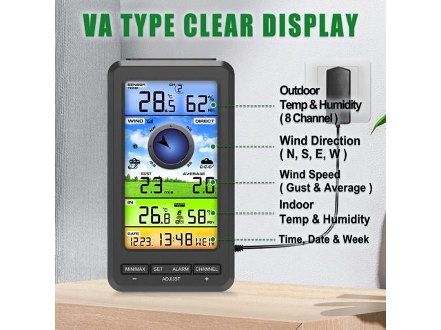Wireless WiFi Weather Station Anemometer with Solar Wind Speed/Direction, and Indoor Outdoor Thermometer and Hygrometer