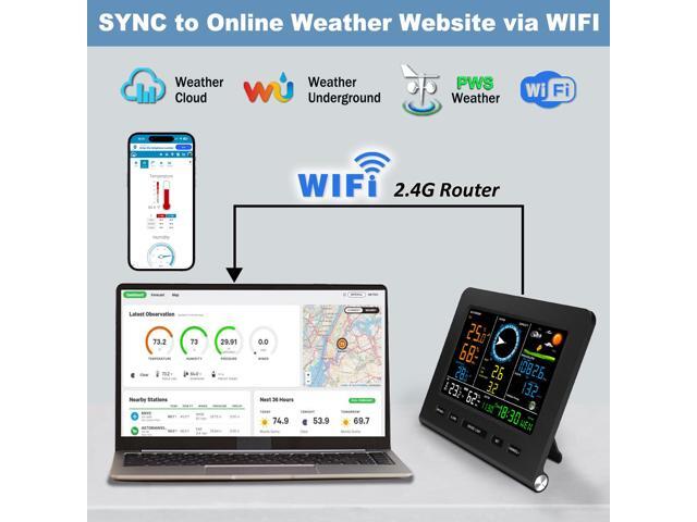 WiFi Weather Stations Wireless Indoor Outdoor, Home Weather Station with Rain Gauge, Wind Speed/Direction, Indoor/Outdoor Thermometer/Humidity,...