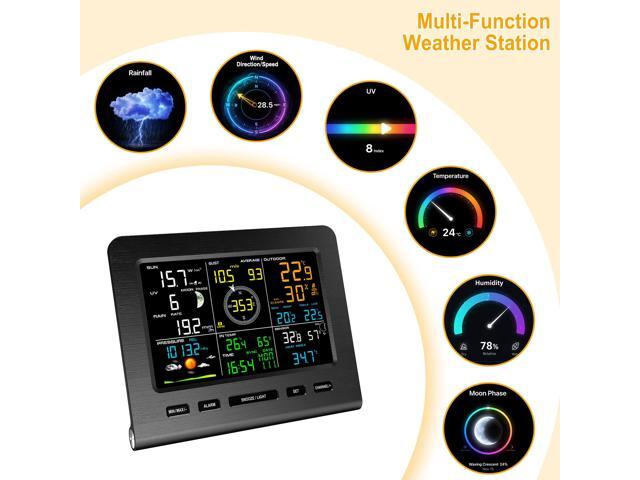 WiFi Weather Station - 7-in-1 Wireless Smart Home Weather Stations with Rain Gauge and Wind Speed/Direction,Temperature, Humidity, Weather...