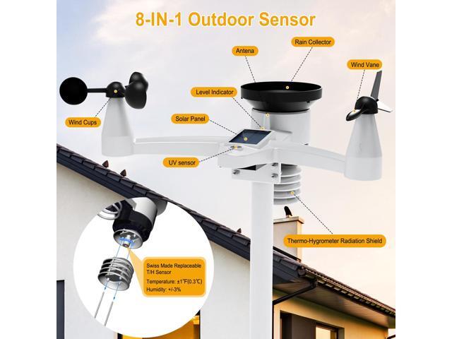 WiFi Weather Station - 7-in-1 Wireless Smart Home Weather Stations with Rain Gauge and Wind Speed/Direction,Temperature, Humidity, Weather...