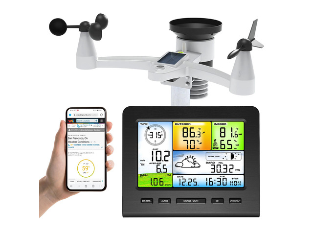 Weather Station Wireless Indoor Outdoor, Home Weather Stations with Rain Gauge, Wind Speed/Direction, Temperature, Humidity, Weather Forecast,...