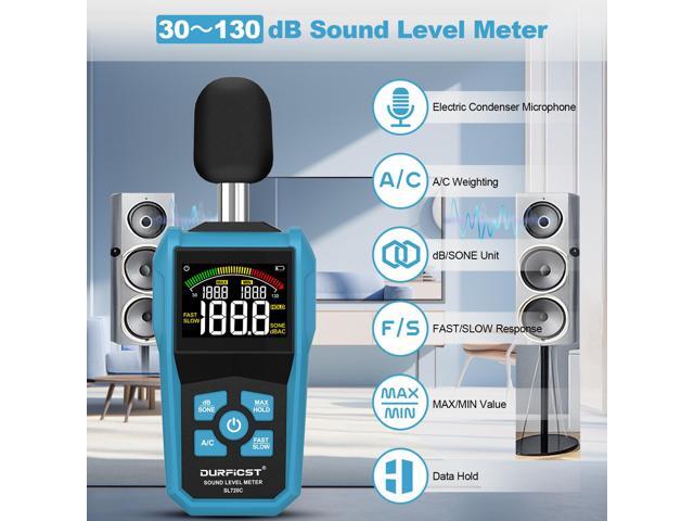 DURFICST Decibel Meter, Sound Level Meter with LCD Color Screen, 30-130dB SPL Meter with A/C Weighting, Data Hold, MAX/MIN,dB/SONE Unit,FAST/SLOW...