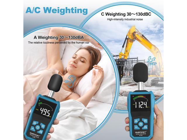 DURFICST Decibel Meter, Sound Level Meter with LCD Color Screen, 30-130dB SPL Meter with A/C Weighting, Data Hold, MAX/MIN,dB/SONE Unit,FAST/SLOW...