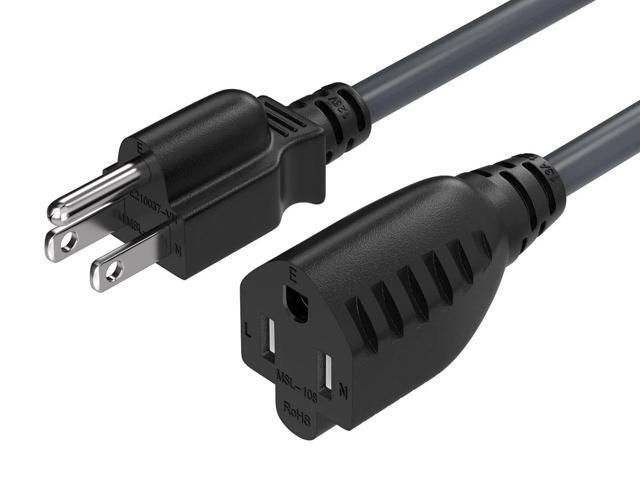 Cable Leader 8ft NEMA 5-15P to 5-15R Heavy Duty Power Extension Cord 16AWG, Black