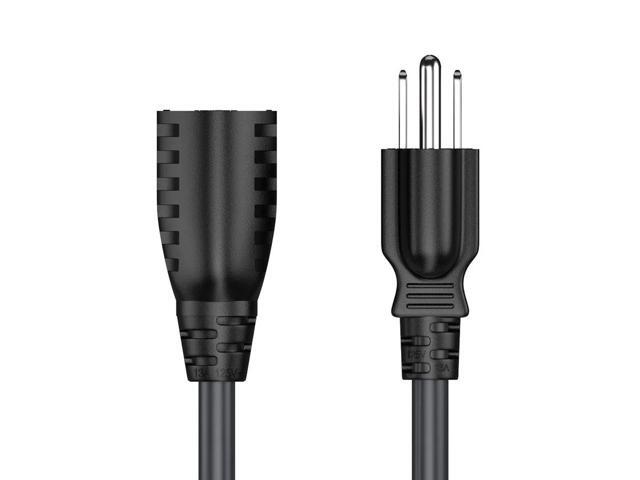 Cable Leader 8ft NEMA 5-15P to 5-15R Heavy Duty Power Extension Cord 16AWG, Black