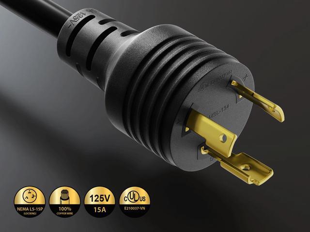 Cable Leader 8ft NEMA L5-15P to C13 Locking Power Cord 14AWG