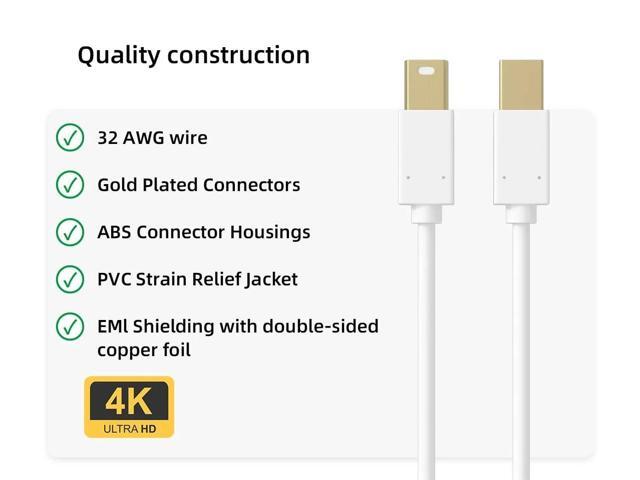 Cable Leader 10ft Mini DisplayPort to Mini DisplayPort Cable, 4K@60Hz, DP1.2, Mini DP Monitor Cable
