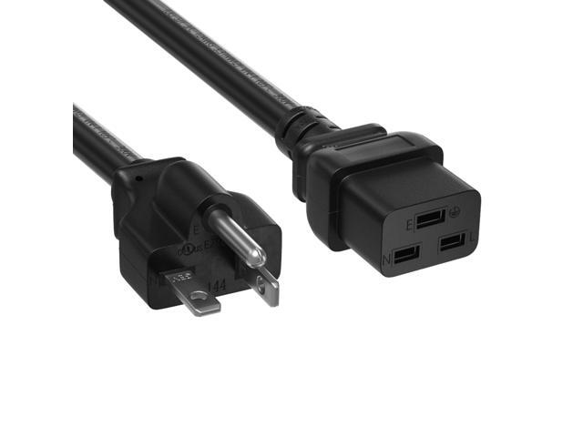CableLeader 10ft 12AWG NEMA 5-20P to C19 Heavy Duty Power Cord, 20A/125V, Power Supply Cable, Industrial Cable for Data Center & Server Room, UL...