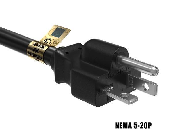 CableLeader 3ft Heavy-Duty NEMA 5-20P to NEMA 5-20R 12 AWG Extension Power Cord