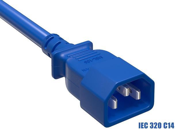 Cable Leader 14 AWG 8 ft Extension Power Cable IEC320 C13 to IEC320 C14, 15 Amp, 250 Volt, Computer, PDU, UPS, Blue Power extension Power Cord