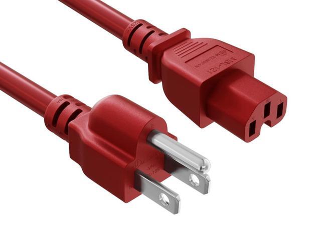 CableLeader 6ft 14 AWG 15A 125V Power Cord Cable NEMA 5-15P to IEC320 C15, Red, UL Listed