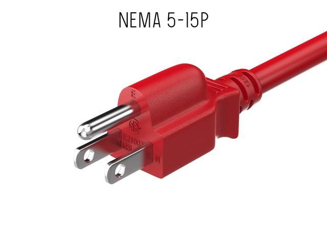 Cable Leader 10ft 18 AWG Universal Power Cord IEC320 C13 to NEMA 5-15P, Red