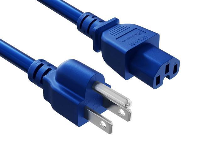 CableLeader 6ft 14 AWG 15A 125V Power Cord Cable NEMA 5-15P to IEC320 C15, Blue, UL Listed