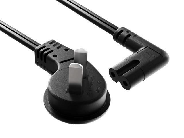 Cable Leader 10ft Ultra Low Profile NEMA 1-15P Angled to C7 Right-Angled Non-Polarized Power Cord 18AWG SPT-2 7A/125V, Black